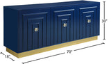 Cosmopolitan Acrylic / Engineered Wood / Stainless Steel Contemporary Navy Lacquer Sideboard/Buffet - 70" W x 18" D x 30" H