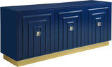 Cosmopolitan Acrylic / Engineered Wood / Stainless Steel Contemporary Navy Lacquer Sideboard/Buffet - 70" W x 18" D x 30" H