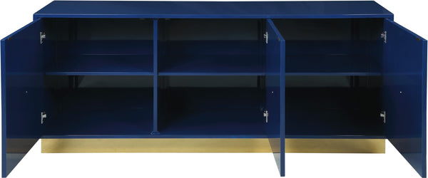 Cosmopolitan Acrylic / Engineered Wood / Stainless Steel Contemporary Navy Lacquer Sideboard/Buffet - 70" W x 18" D x 30" H