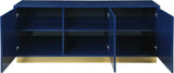 Cosmopolitan Acrylic / Engineered Wood / Stainless Steel Contemporary Navy Lacquer Sideboard/Buffet - 70" W x 18" D x 30" H