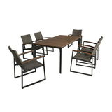 Westcott Outdoor 7 Piece Aluminum and Wicker Dining Set with Wood Top