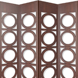 HomeRoots 84" X 2" X 84" Brown 4 Panel Wood  Screen 342747-HOMEROOTS 342747