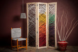 HomeRoots 61 X 1.5 X 72 Multicolor Fabric And Wood Crisscross  Screen 342767-HOMEROOTS 342767