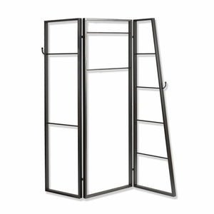 HomeRoots Contemporary Metal Coatrack Three Panel Room Divider Screen 342778-HOMEROOTS 342778