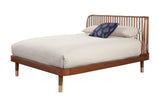 Alpine Furniture Belham Standard King Platform Bed 1971-07EK Dark Walnut Mahogany Solids & Rattan 80.5 x 84.5 x 43.5