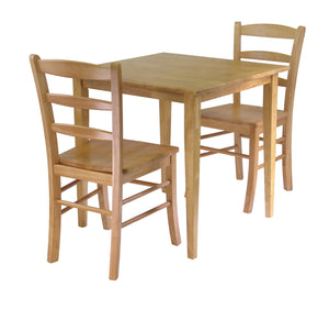 Winsome Wood Groveland 3-Piece Dining Set, Square Table & 2 Ladder Back Chairs, Light Oak 34330-WINSOMEWOOD