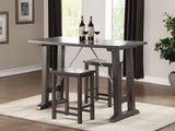 3 Piece Wooden Counter Height Set In Gray Oak Chrome