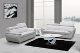 69" X 38" X 32to 39" Modern White Leather Sofa And Loveseat