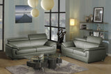 69 X 38 X 32to 39 Modern Gray Leather Sofa And Loveseat