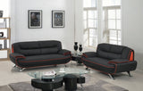 67'' X 35'' X 35'' Modern Black Leather Sofa And Loveseat