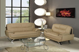 67'' X 35'' X 35'' Modern Beige Leather Sofa And Loveseat