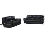85'' X 34'' X 35'' Modern Black Leather Sofa And Loveseat