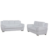 69'' X 34'' X 35'' Modern White Leather Sofa And Loveseat