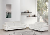 68'' X 41'' X 39'' Modern White Leather Sofa And Loveseat
