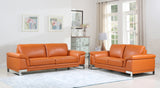 73'' X 39'' X 32'' Modern Camel Leather Sofa And Loveseat