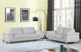 Set of Modern Light Gray Leather Sofa And Loveseat
