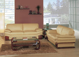 Set of Modern Beige Leather Sofa and Loveseat