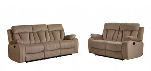 HomeRoots 63'" X 38'"  X 40'" Modern Beige Leather Sofa And Loveseat 343893-HOMEROOTS 343893