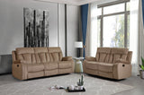 HomeRoots 63'" X 38'"  X 40'" Modern Beige Leather Sofa And Loveseat 343893-HOMEROOTS 343893