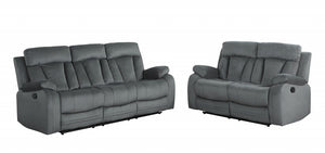 HomeRoots 68'" X 38'"  Modern Gray Leather Sofa And Loveseat 343894-HOMEROOTS 343894