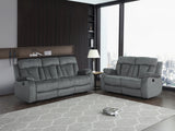 HomeRoots 68'" X 38'"  Modern Gray Leather Sofa And Loveseat 343894-HOMEROOTS 343894