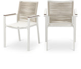 Maldives Rope Fabric Contemporary Outdoor Patio Dining Arm Chair - Set of 2