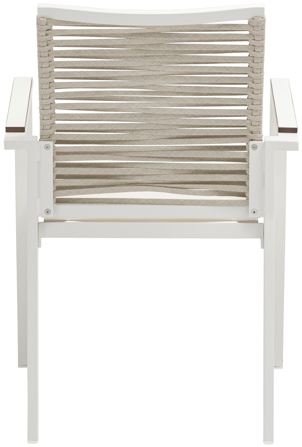 Maldives Rope Fabric / Aluminum Contemporary Beige Rope Fabric Outdoor Patio Dining Arm Chair - 22.5" W x 23" D x 34.5" H