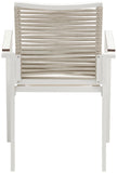 Maldives Rope Fabric / Aluminum Contemporary Beige Rope Fabric Outdoor Patio Dining Arm Chair - 22.5" W x 23" D x 34.5" H