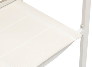 Maldives Rope Fabric / Aluminum Contemporary Beige Rope Fabric Outdoor Patio Dining Arm Chair - 22.5" W x 23" D x 34.5" H