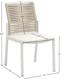 Maldives Rope Fabric / Aluminum Contemporary Beige Rope Fabric Outdoor Patio Dining Side Chair - 19" W x 24" D x 34.5" H