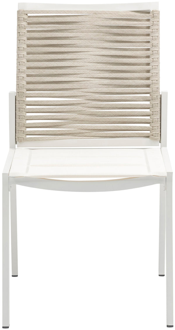 Maldives Rope Fabric / Aluminum Contemporary Beige Rope Fabric Outdoor Patio Dining Side Chair - 19" W x 24" D x 34.5" H