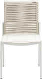 Maldives Rope Fabric / Aluminum Contemporary Beige Rope Fabric Outdoor Patio Dining Side Chair - 19" W x 24" D x 34.5" H