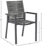 Maldives Rope Fabric / Aluminum Contemporary Grey Rope Fabric Outdoor Patio Dining Arm Chair - 22.5" W x 23" D x 34.5" H