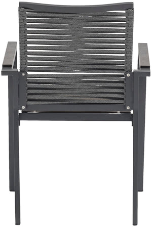 Maldives Rope Fabric / Aluminum Contemporary Grey Rope Fabric Outdoor Patio Dining Arm Chair - 22.5" W x 23" D x 34.5" H