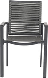 Maldives Rope Fabric / Aluminum Contemporary Grey Rope Fabric Outdoor Patio Dining Arm Chair - 22.5" W x 23" D x 34.5" H