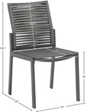 Maldives Rope Fabric / Aluminum Contemporary Grey Rope Fabric Outdoor Patio Dining Side Chair - 19" W x 24" D x 34.5" H