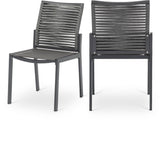 Maldives Rope Fabric / Aluminum Contemporary Grey Rope Fabric Outdoor Patio Dining Side Chair - 19" W x 24" D x 34.5" H