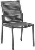 Maldives Rope Fabric / Aluminum Contemporary Grey Rope Fabric Outdoor Patio Dining Side Chair - 19" W x 24" D x 34.5" H