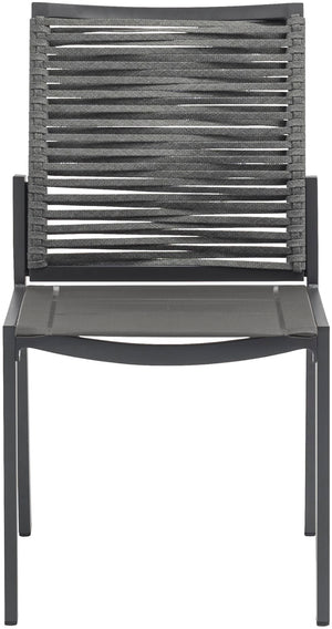 Maldives Rope Fabric / Aluminum Contemporary Grey Rope Fabric Outdoor Patio Dining Side Chair - 19" W x 24" D x 34.5" H