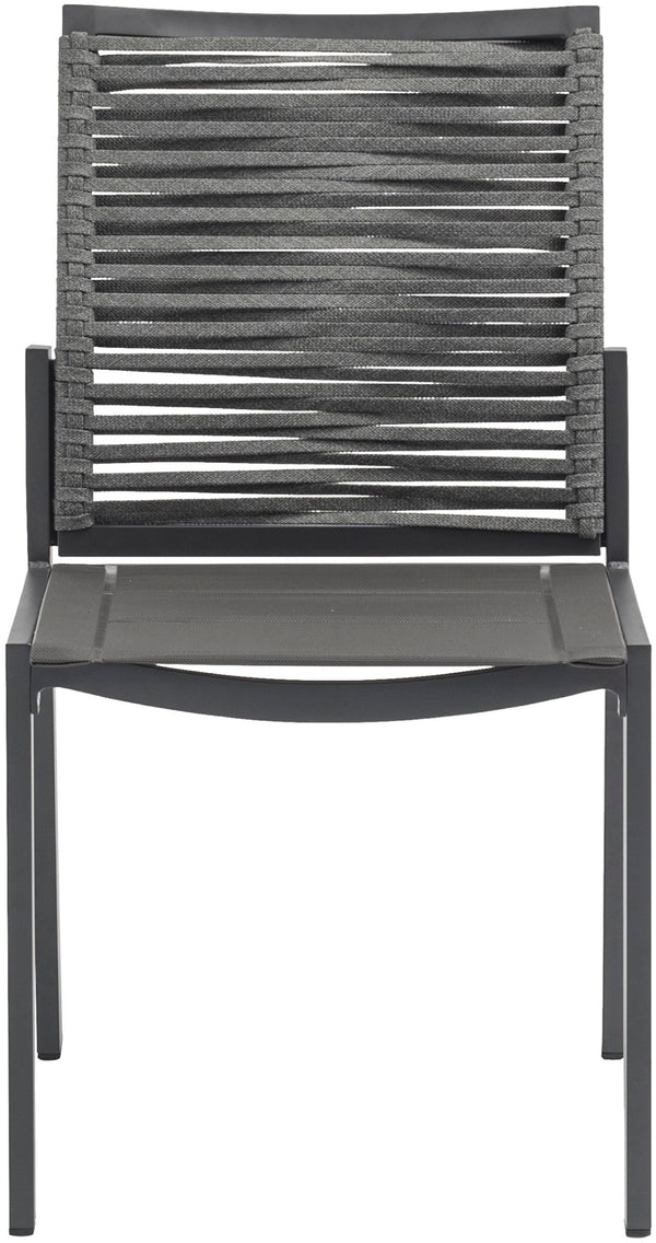 Maldives Rope Fabric / Aluminum Contemporary Grey Rope Fabric Outdoor Patio Dining Side Chair - 19" W x 24" D x 34.5" H