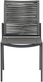 Maldives Rope Fabric / Aluminum Contemporary Grey Rope Fabric Outdoor Patio Dining Side Chair - 19" W x 24" D x 34.5" H