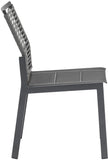 Maldives Rope Fabric / Aluminum Contemporary Grey Rope Fabric Outdoor Patio Dining Side Chair - 19" W x 24" D x 34.5" H