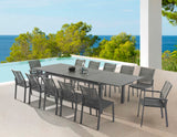 Maldives Aluminum Contemporary  Outdoor Patio Dining Table - 95.5" - 119" W x 43.5" D x 30" H