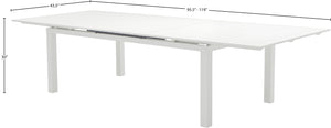 Maldives Aluminum Contemporary  Outdoor Patio Dining Table - 95.5" - 119" W x 43.5" D x 30" H