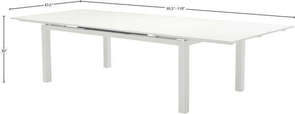 Maldives Aluminum Contemporary  Outdoor Patio Dining Table - 95.5" - 119" W x 43.5" D x 30" H