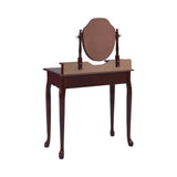 Traditional 2-piece Vanity Set with Upholstered Stool Brown Red