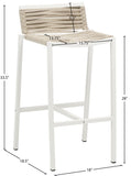 Maldives Rope Fabric / Aluminum Contemporary Cream Rope Fabric Outdoor Patio Barstool - 18" W x 18.5" D x 33.5" H