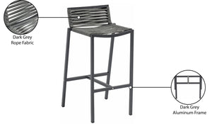 Maldives Rope Fabric / Aluminum Contemporary Grey Rope Fabric Outdoor Patio Barstool - 18" W x 18.5" D x 33.5" H