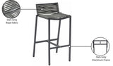 Maldives Rope Fabric / Aluminum Contemporary Grey Rope Fabric Outdoor Patio Barstool - 18" W x 18.5" D x 33.5" H