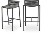 Maldives Rope Fabric / Aluminum Contemporary Grey Rope Fabric Outdoor Patio Barstool - 18" W x 18.5" D x 33.5" H